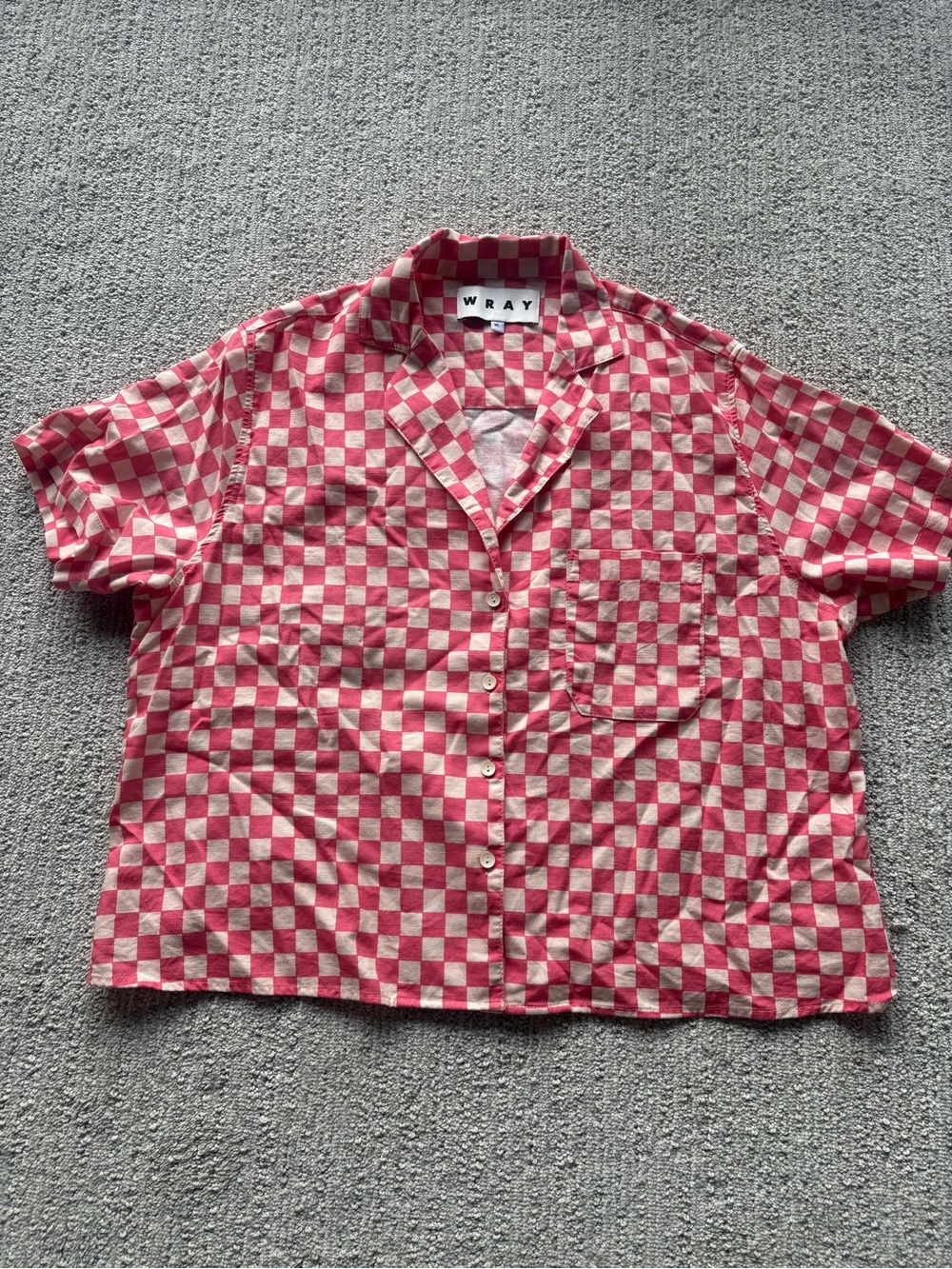 WRAY Pink Checkerboard Short Sleeve Button-Down Shirt - part of set